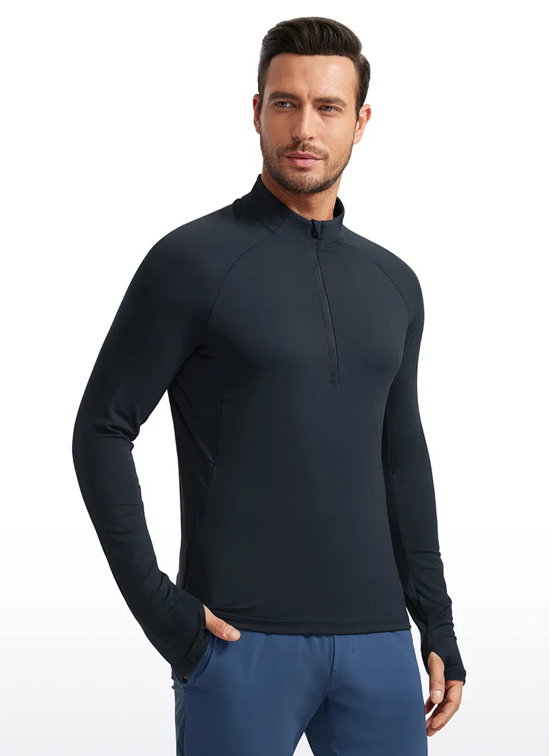 Brushed Half Zip Long Sleeve with Thumbhole