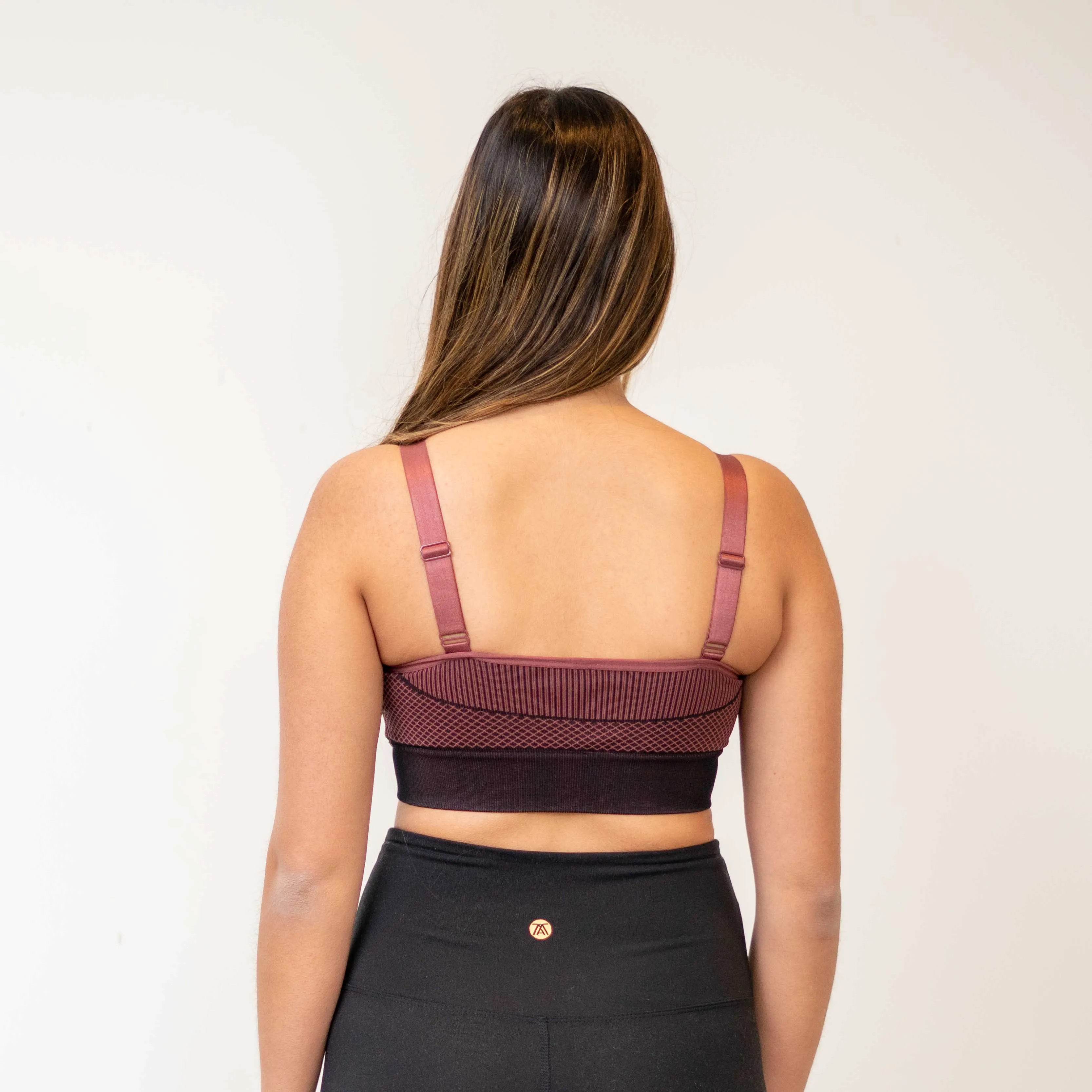 Burgundy Geo Colorblock Seamless Bra