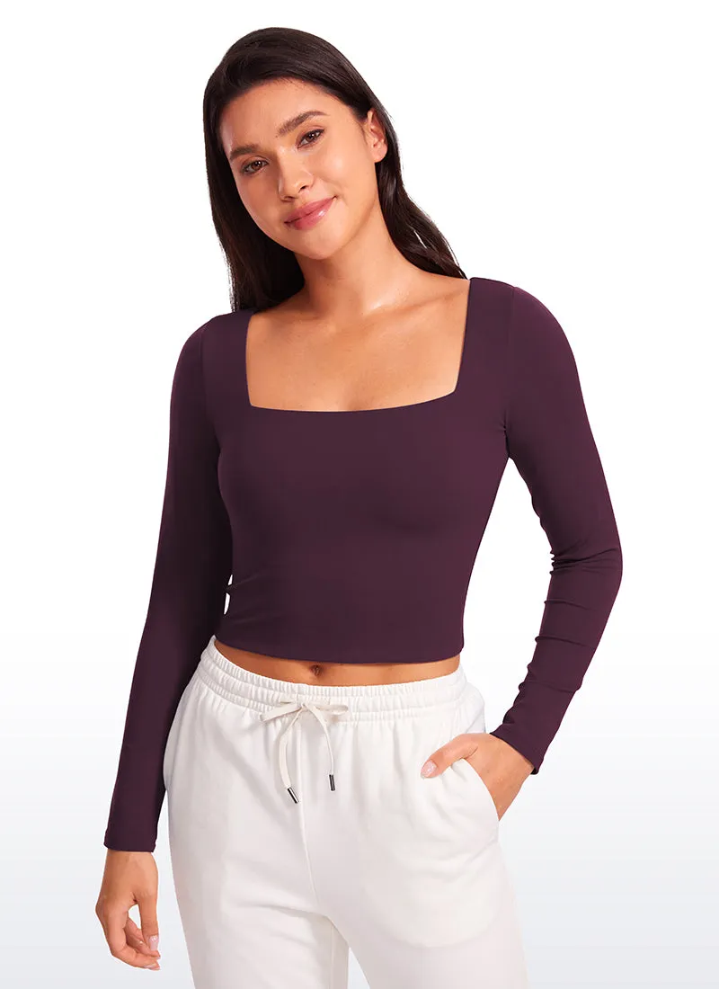 Butterluxe Double Lined Cropped Long Sleeves Square Neck