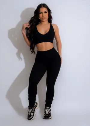 Cardio Rush Ribbed Crop Top Black