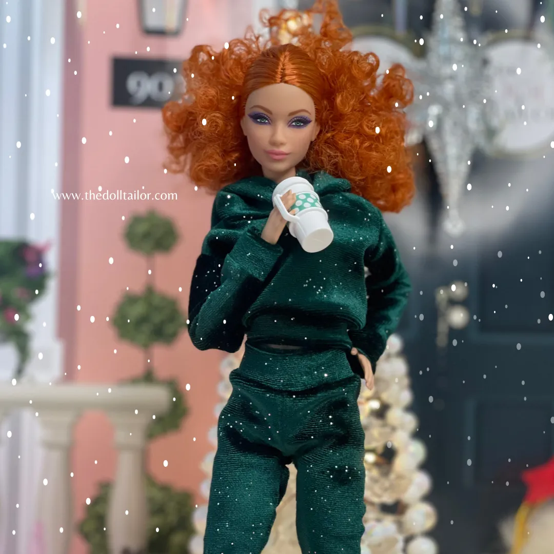 Christmas hoodie for fashion dolls velvet sweatpants