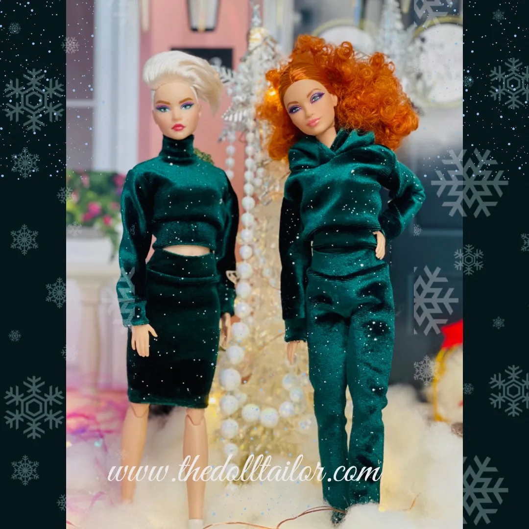 Christmas hoodie for fashion dolls velvet sweatpants