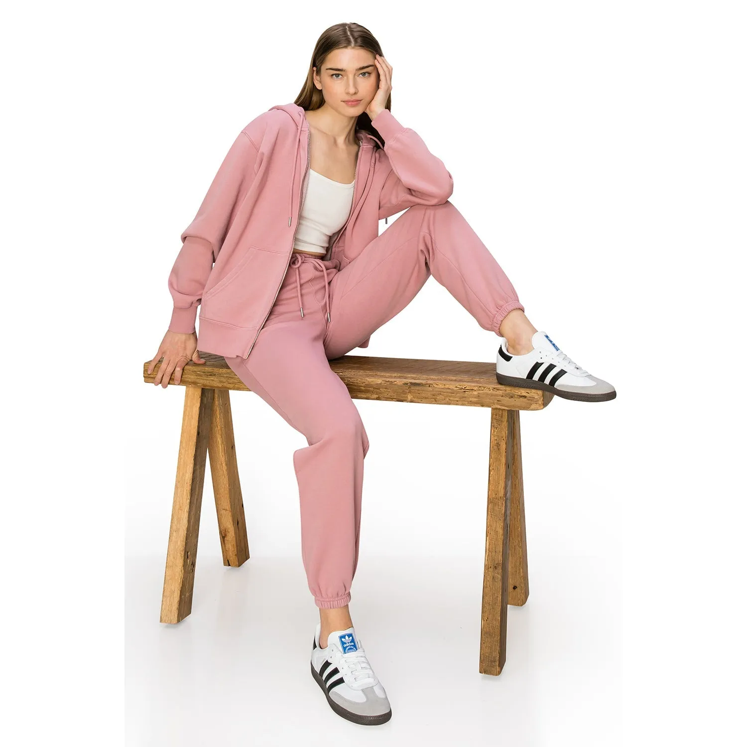 Cloud Fleece Zip Up Hoodie - Ashy Pink