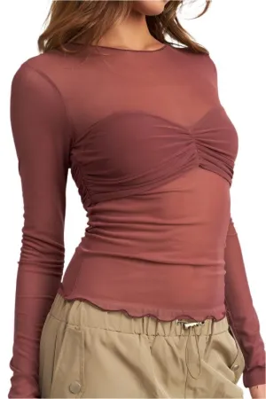 Crew Neck Sheer Bust Top