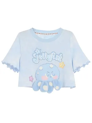 Cute Octopus Short Sleeve Crop Top