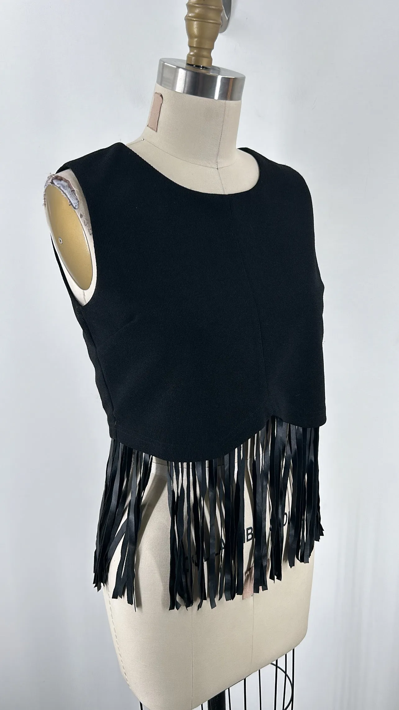 Dance & Marvel Black Fringe Top, S