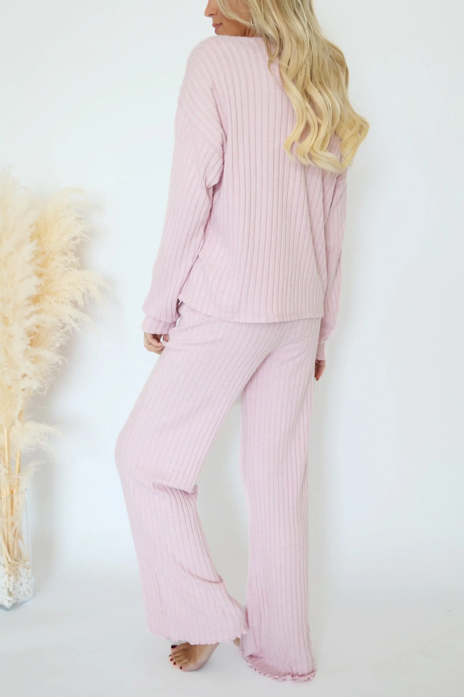 Dawn Smocked Ribbed Pant - Sunset Mauve