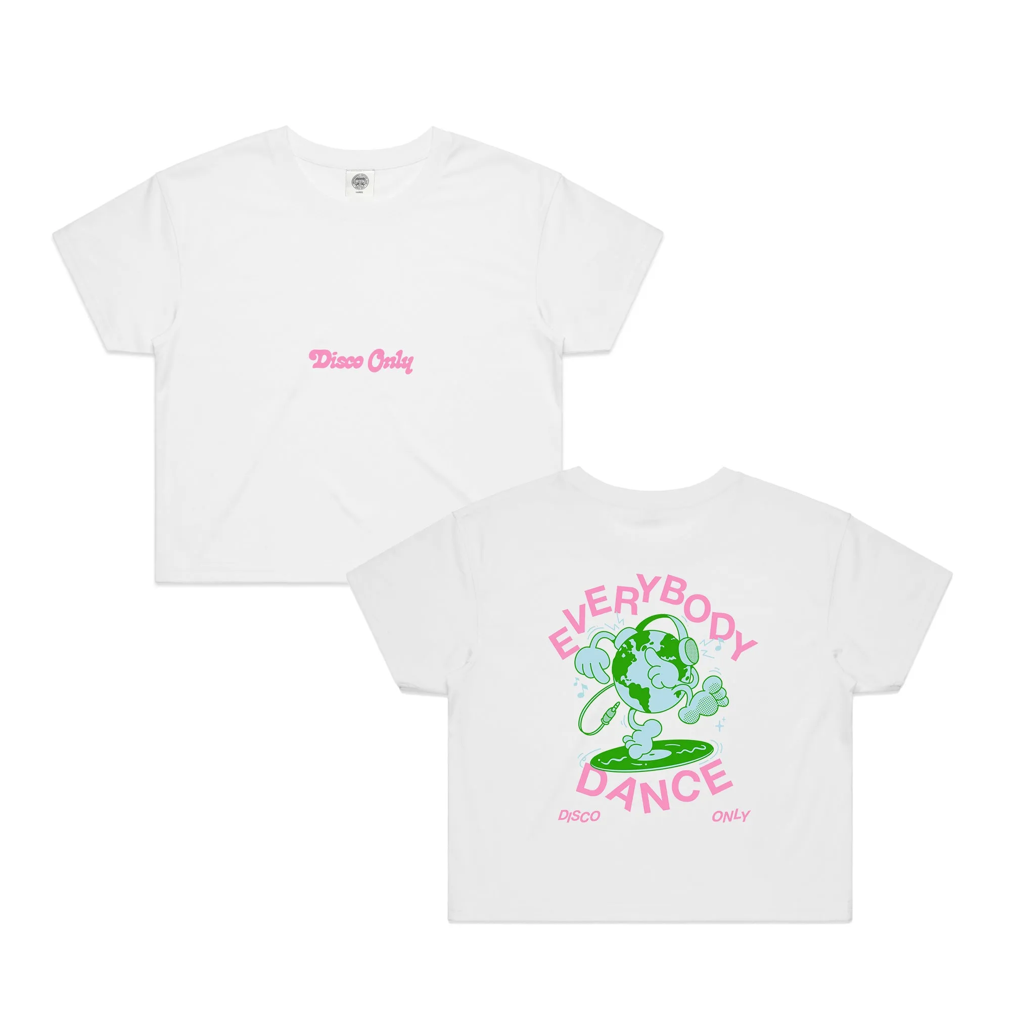 DISCO ONLY WMNS 'Everybody Dance' Cropped Tee - White