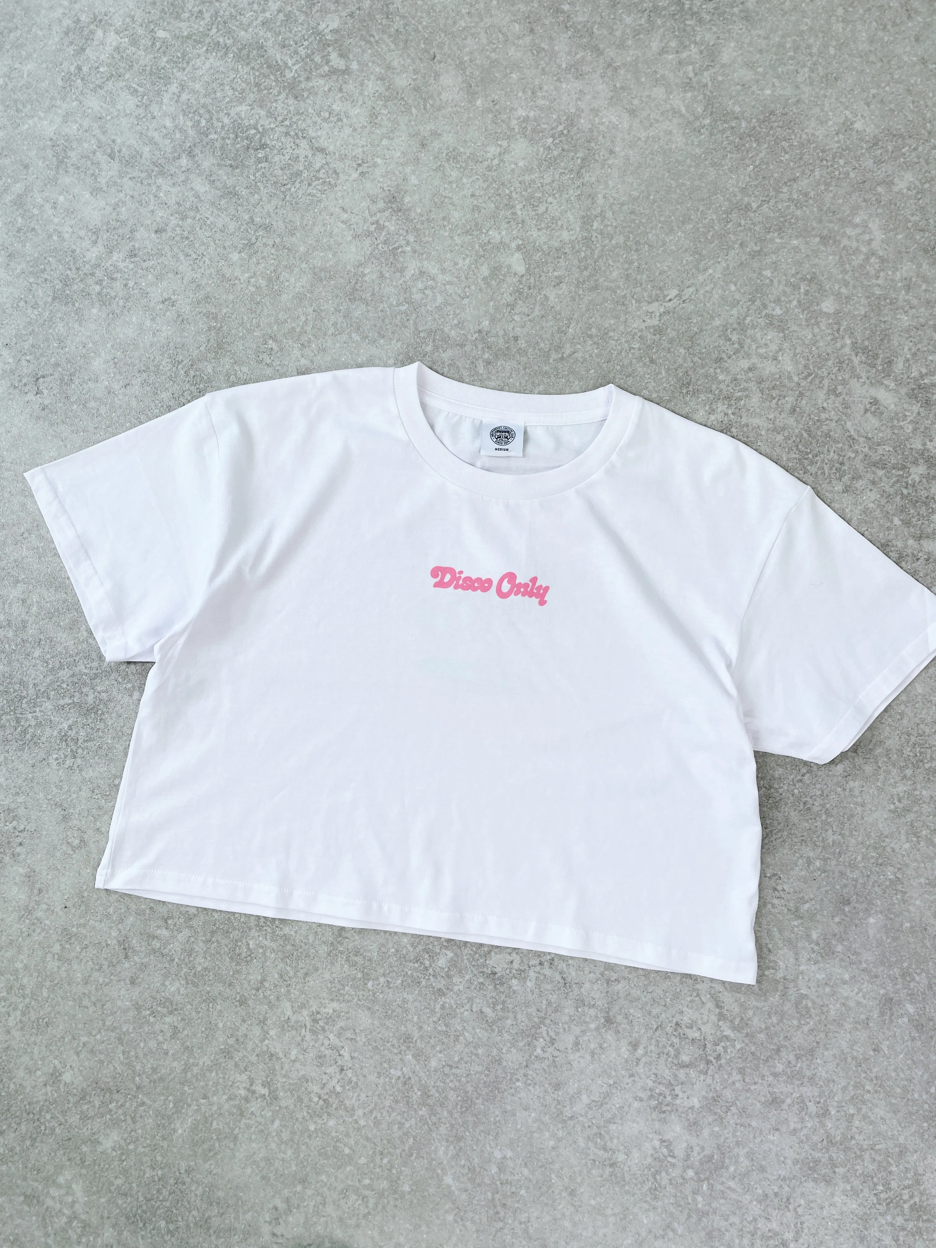 DISCO ONLY WMNS 'Everybody Dance' Cropped Tee - White