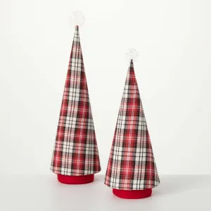 Fabric Plaid Cone Tree Set 2