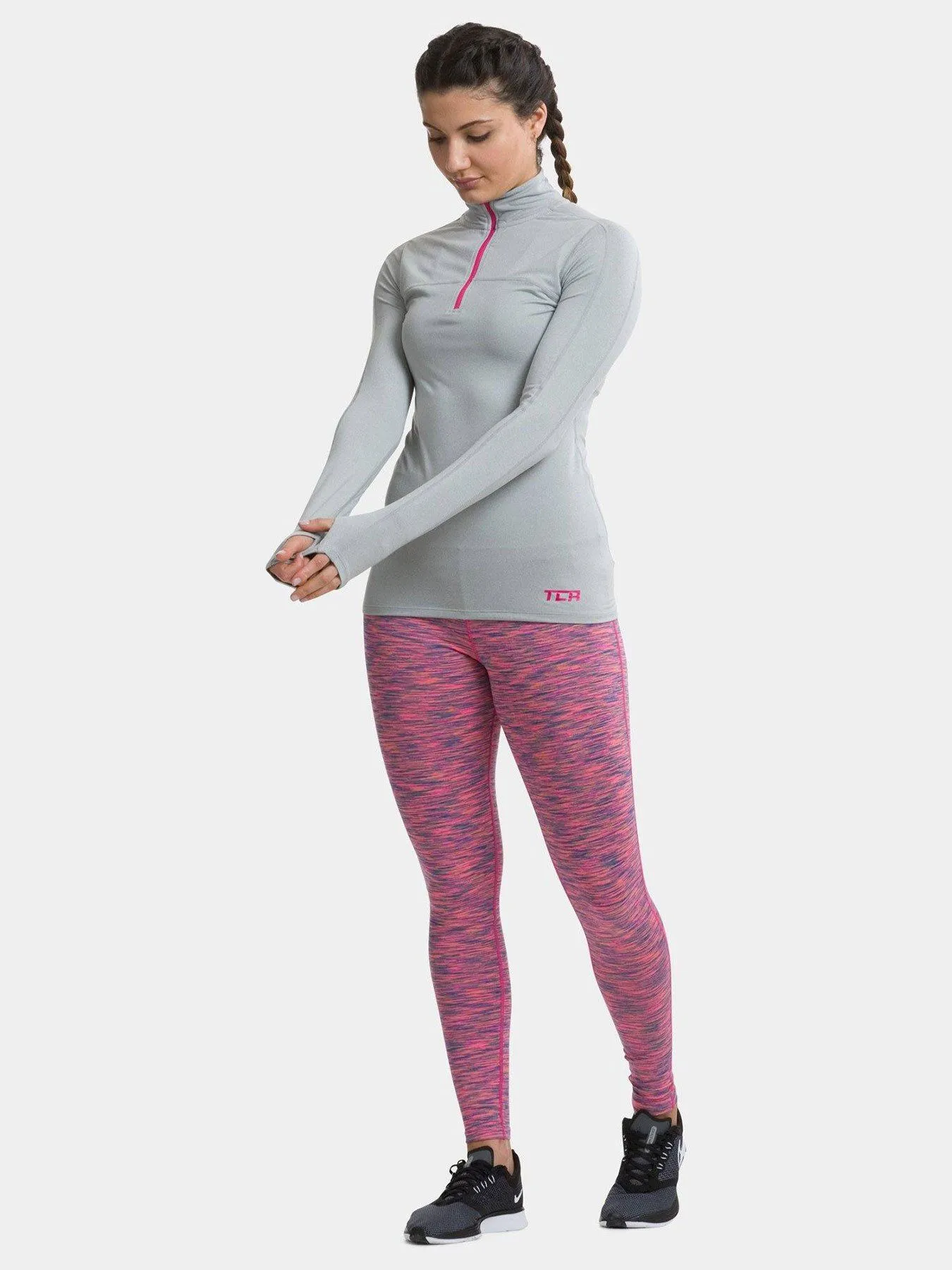 Fusion Half Zip Running Top For Women With Thumbholes & Back Zip Pocket