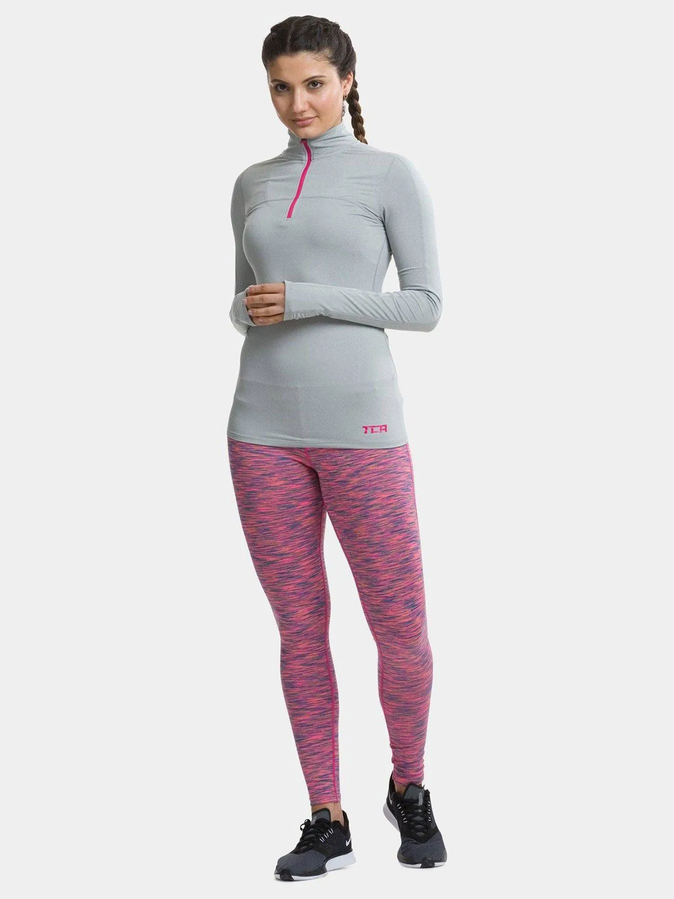 Fusion Half Zip Running Top For Women With Thumbholes & Back Zip Pocket