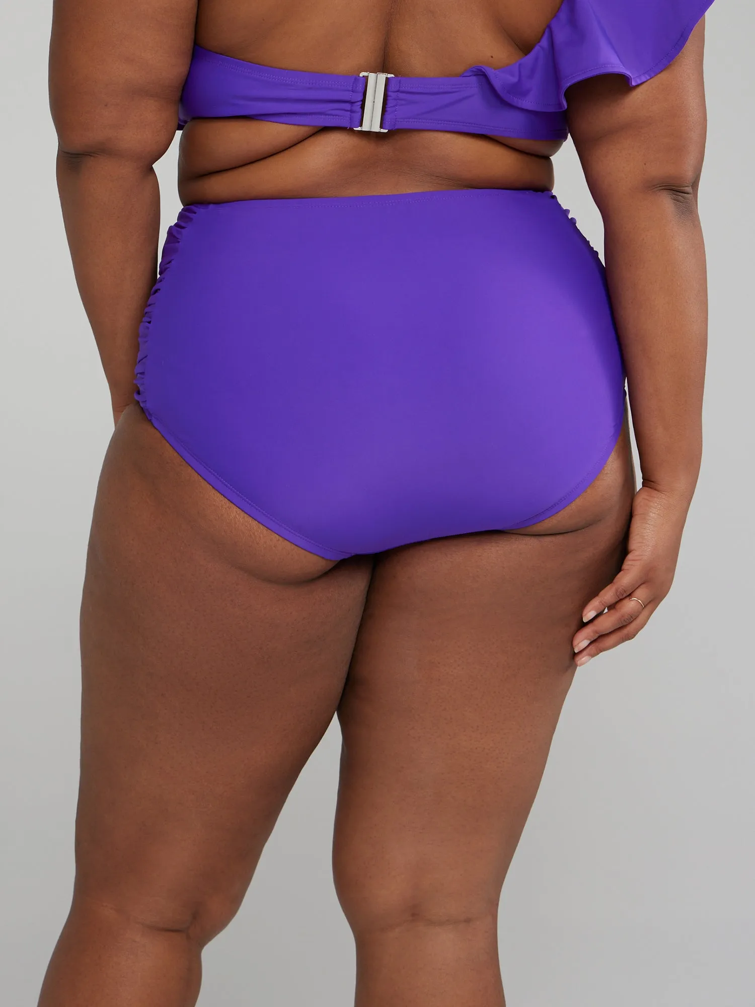 High Waist Ruched Belted Bikini Bottom