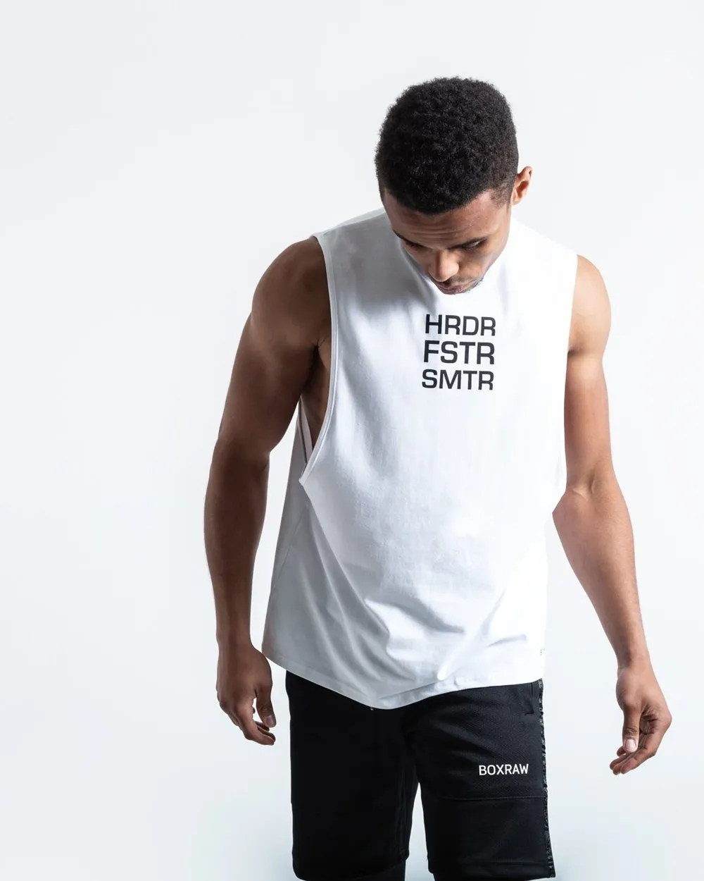 HRDR FSTR SMTR MUSCLE TANK - WHITE