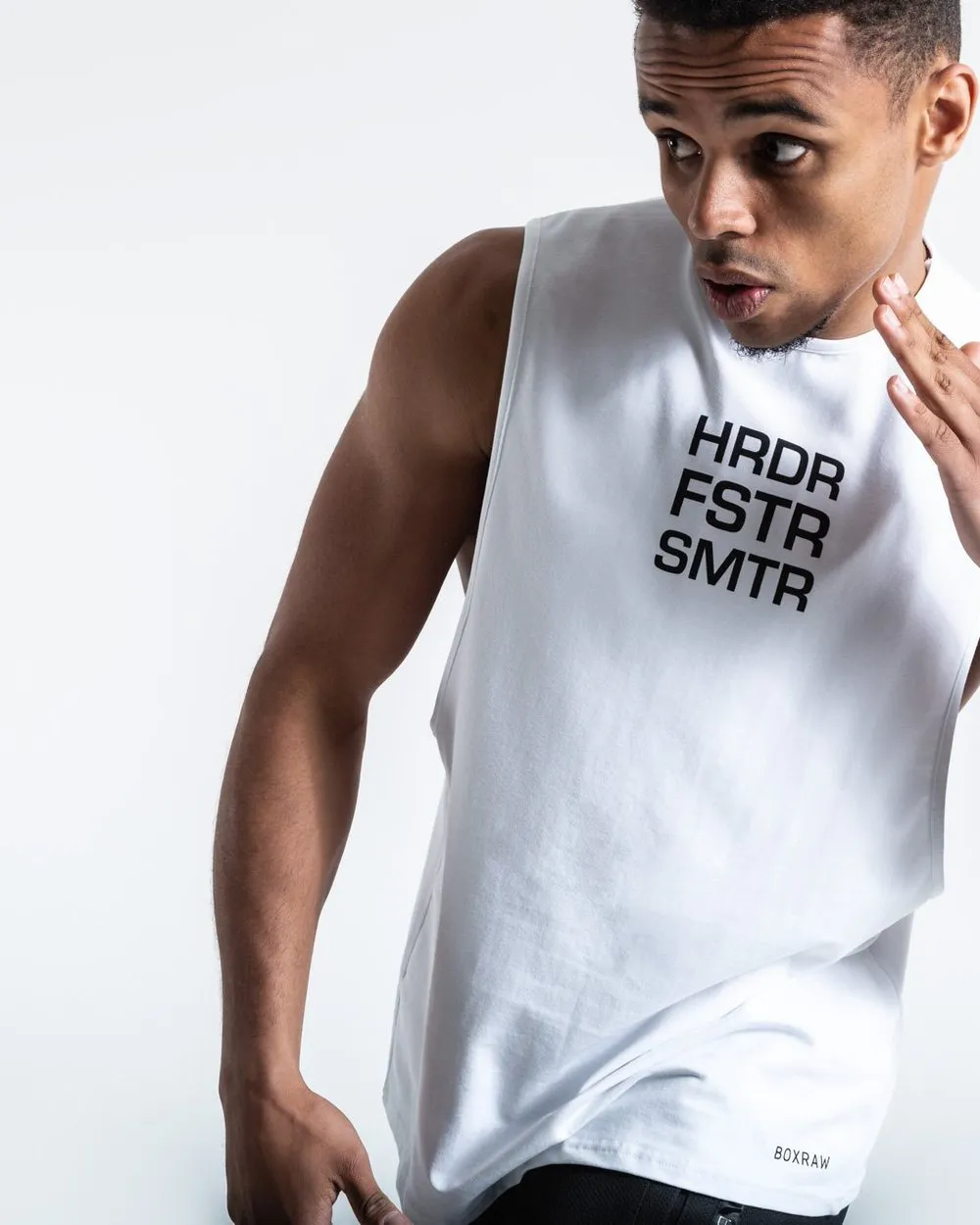 HRDR FSTR SMTR MUSCLE TANK - WHITE