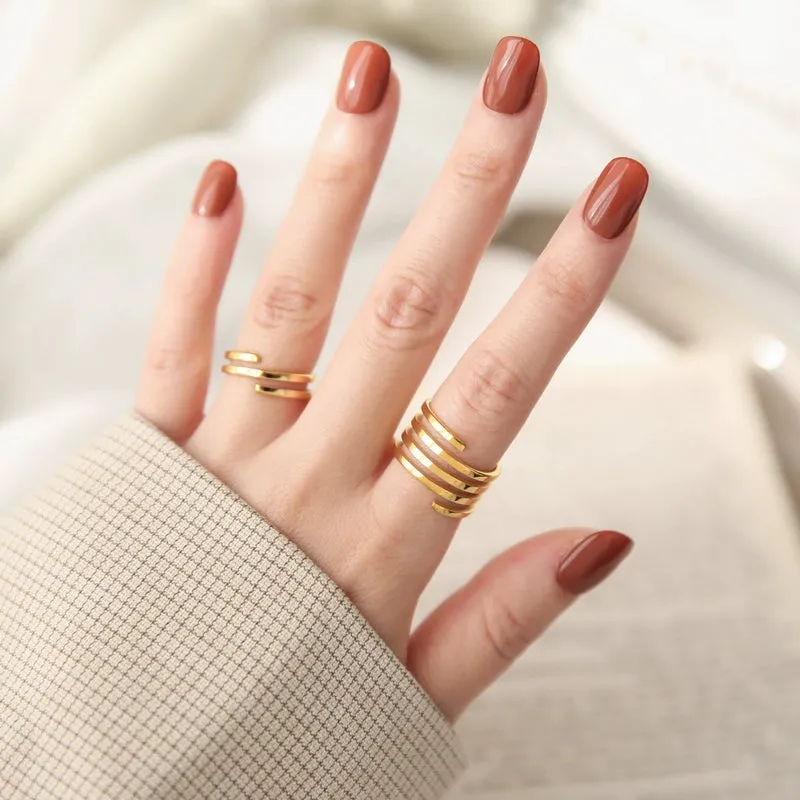 INS Multi-Layer Golden Women's Niche Personality Eye-Catching Ring