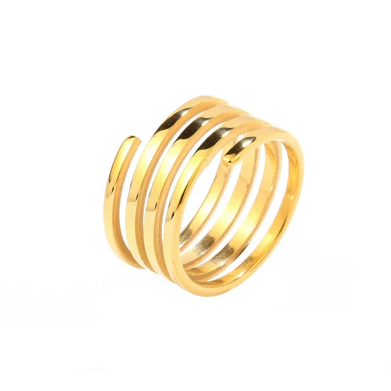 INS Multi-Layer Golden Women's Niche Personality Eye-Catching Ring