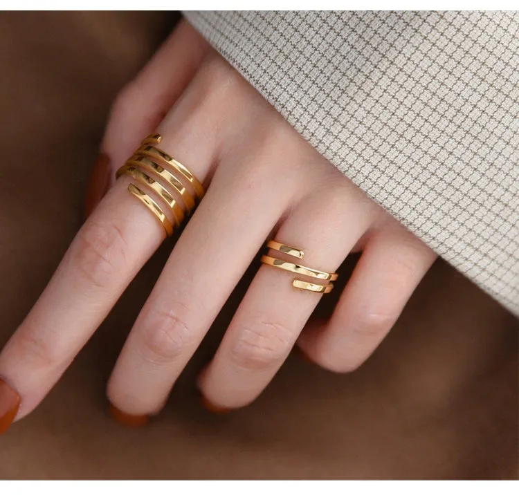 INS Multi-Layer Golden Women's Niche Personality Eye-Catching Ring