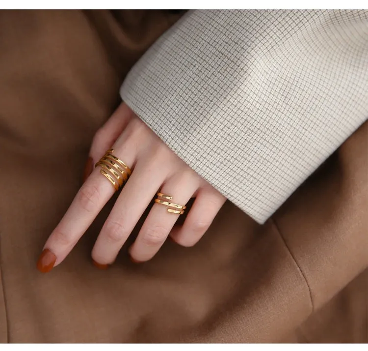 INS Multi-Layer Golden Women's Niche Personality Eye-Catching Ring