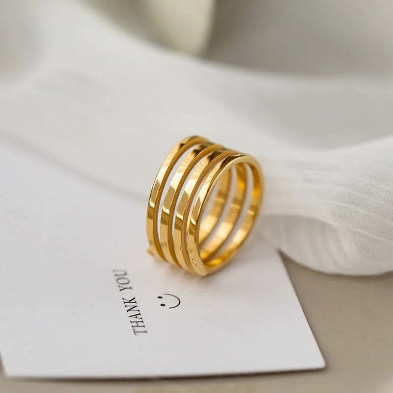 INS Multi-Layer Golden Women's Niche Personality Eye-Catching Ring