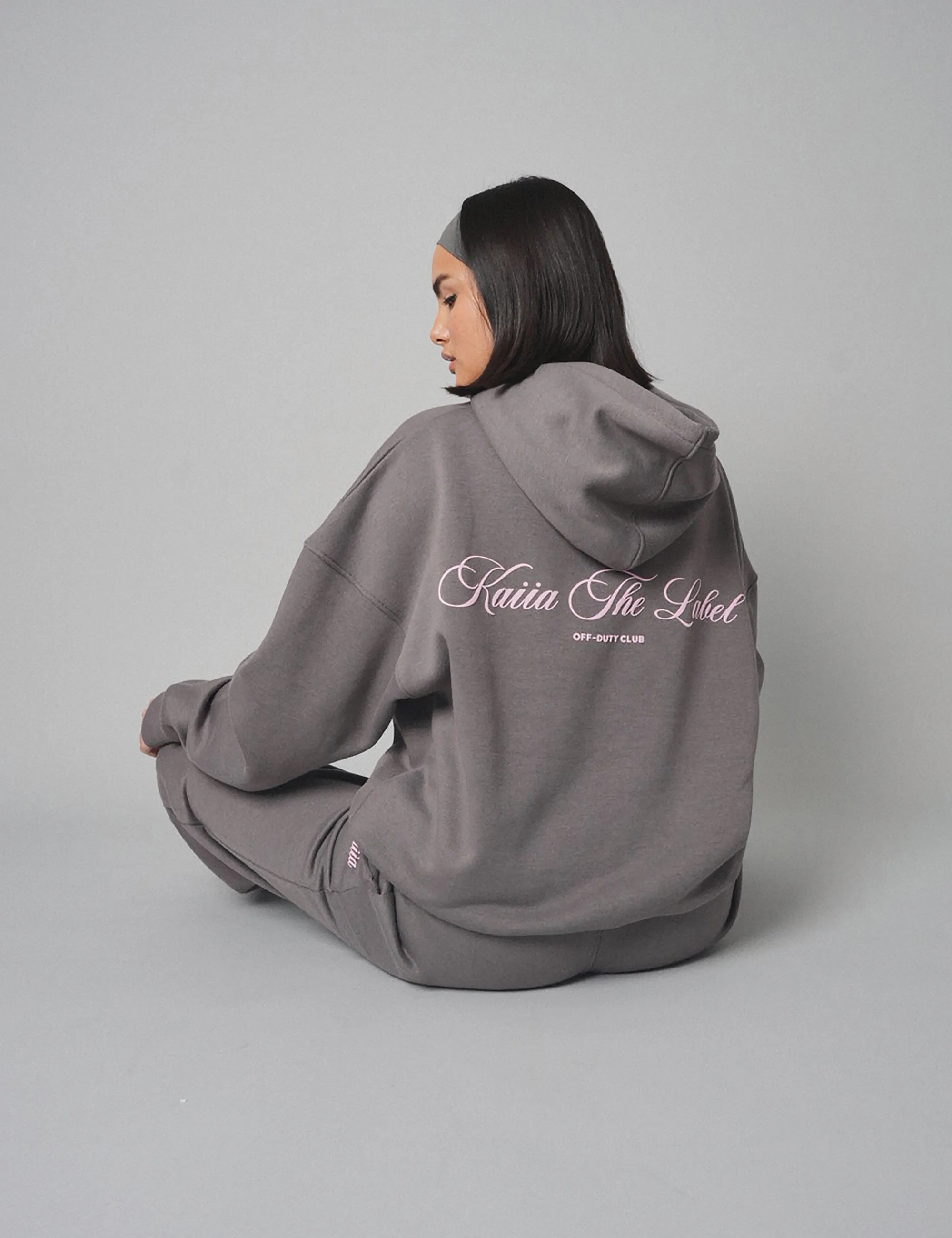 Kaiia The Label Oversized Hoodie Dark Grey With Pink