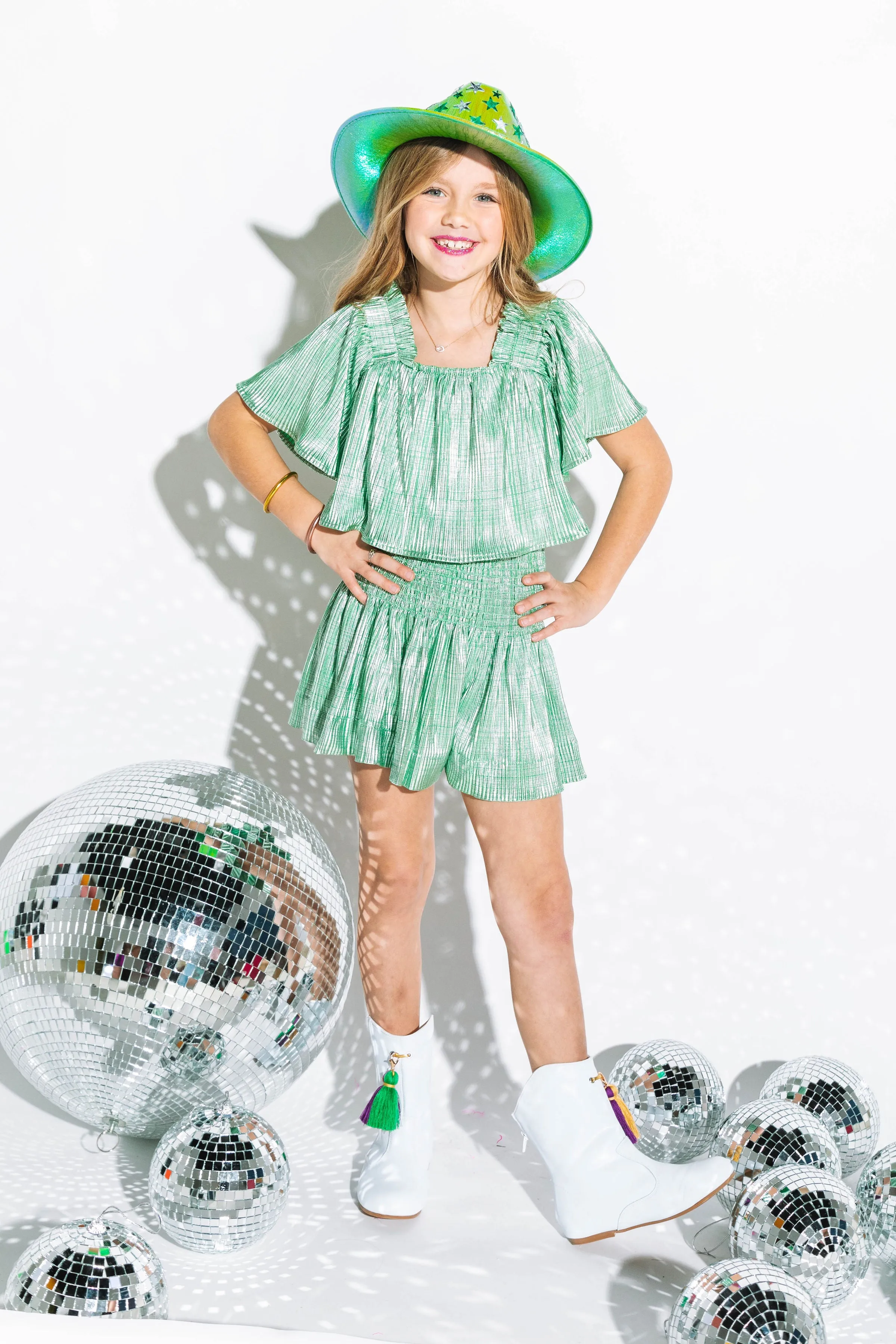 Kids Light Green/Silver Swing Shorts