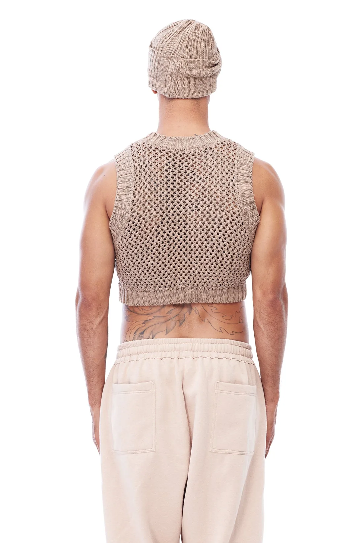 KNIT CROP TOP IN TAN