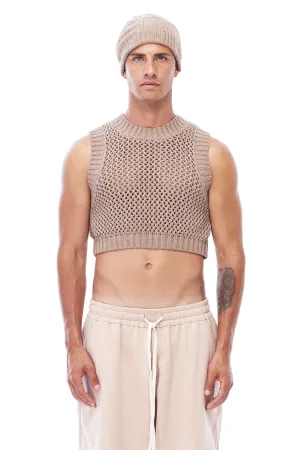 KNIT CROP TOP IN TAN