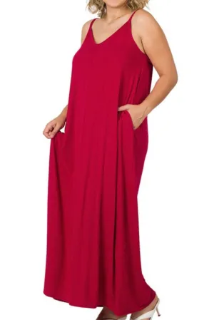 Maxine Pocket Maxi Dress(Burgundy)