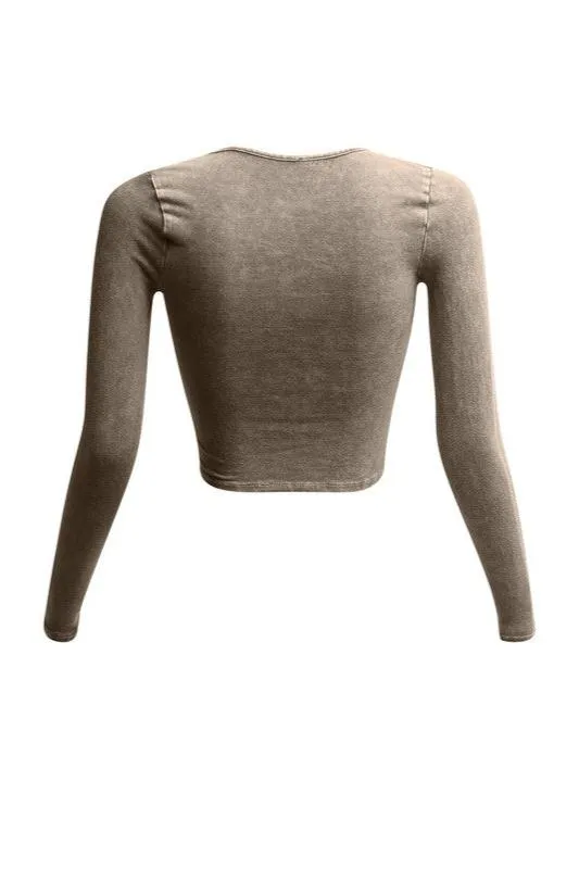 Mineral Washed Long Sleeve Crop Top