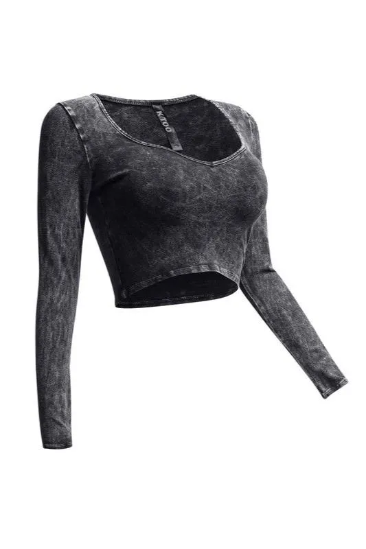 Mineral Washed Long Sleeve Crop Top