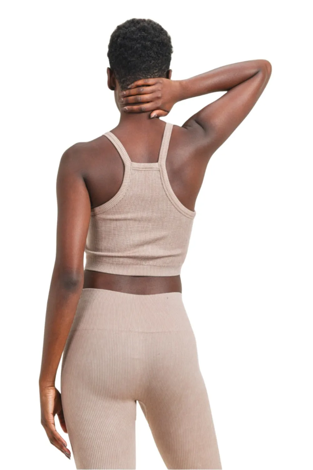 Mono B Square Ribbed Crop Top AT3031