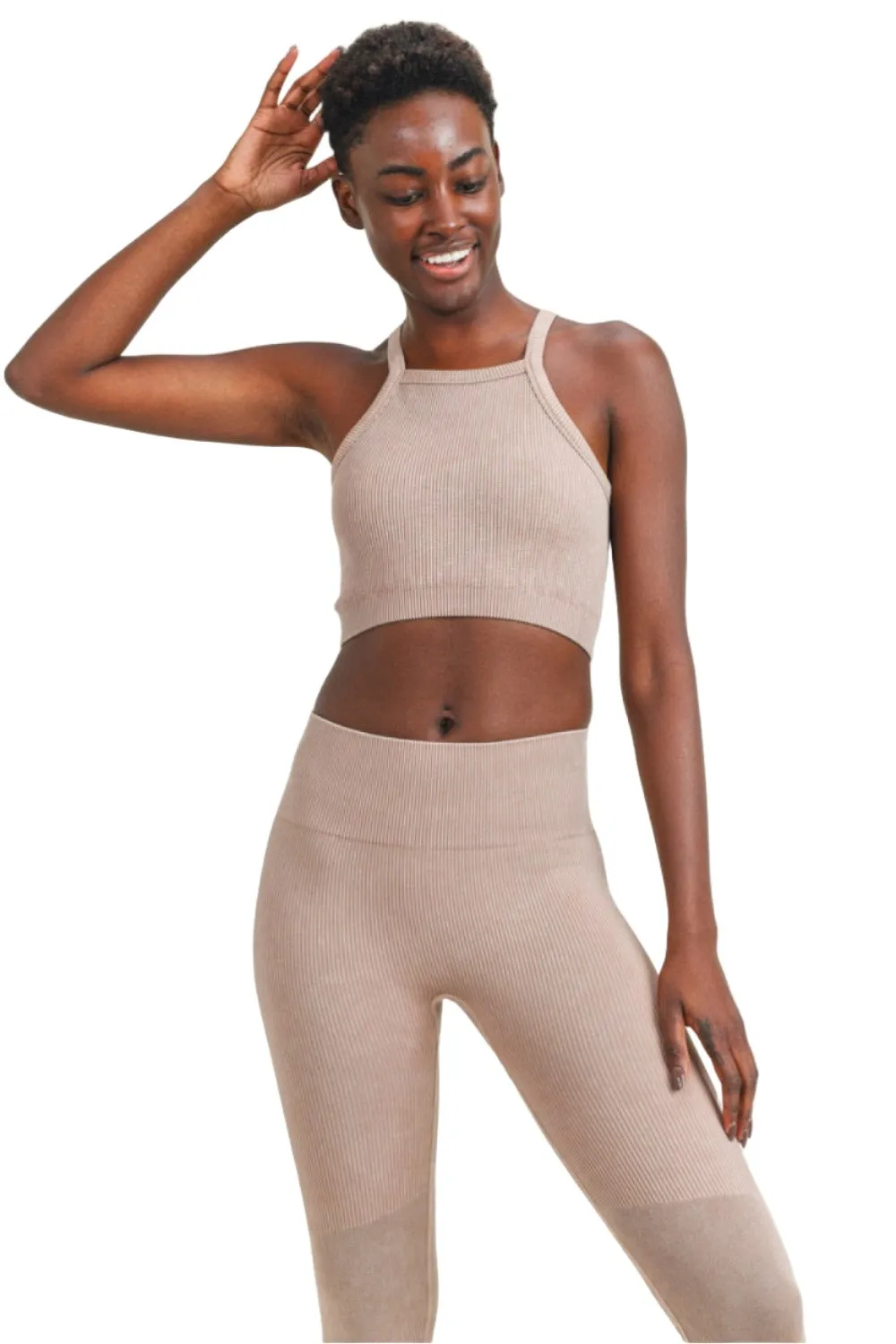 Mono B Square Ribbed Crop Top AT3031