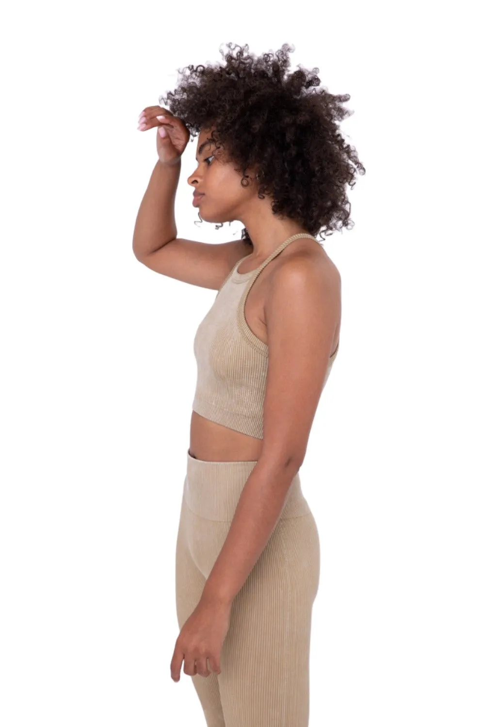 Mono B Square Ribbed Crop Top AT3031