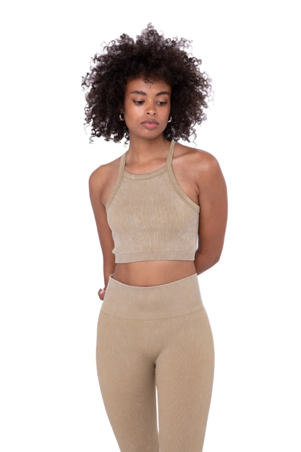 Mono B Square Ribbed Crop Top AT3031