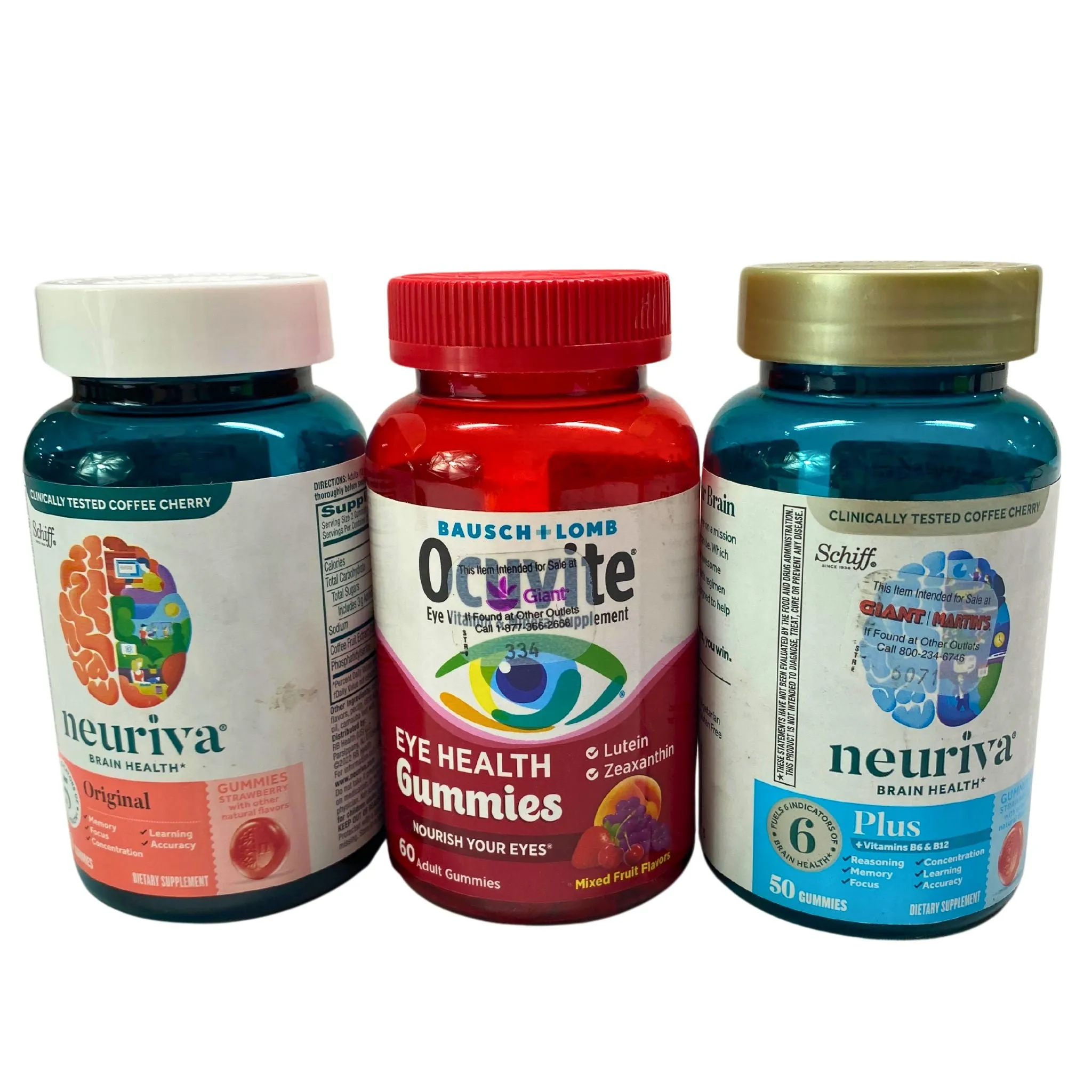 Neuriva Plus, Neuriva Original and Ocuvite Eye Health Gummies Assorted (28 Pcs Lot)