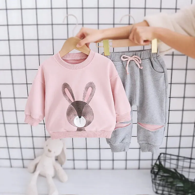 New Spring Autumn Fashion Baby Girl Clothes Children Cute Casual T-Shirt Pants 2Pcs/Sets Toddler Sports Costume Kids Tracksuits