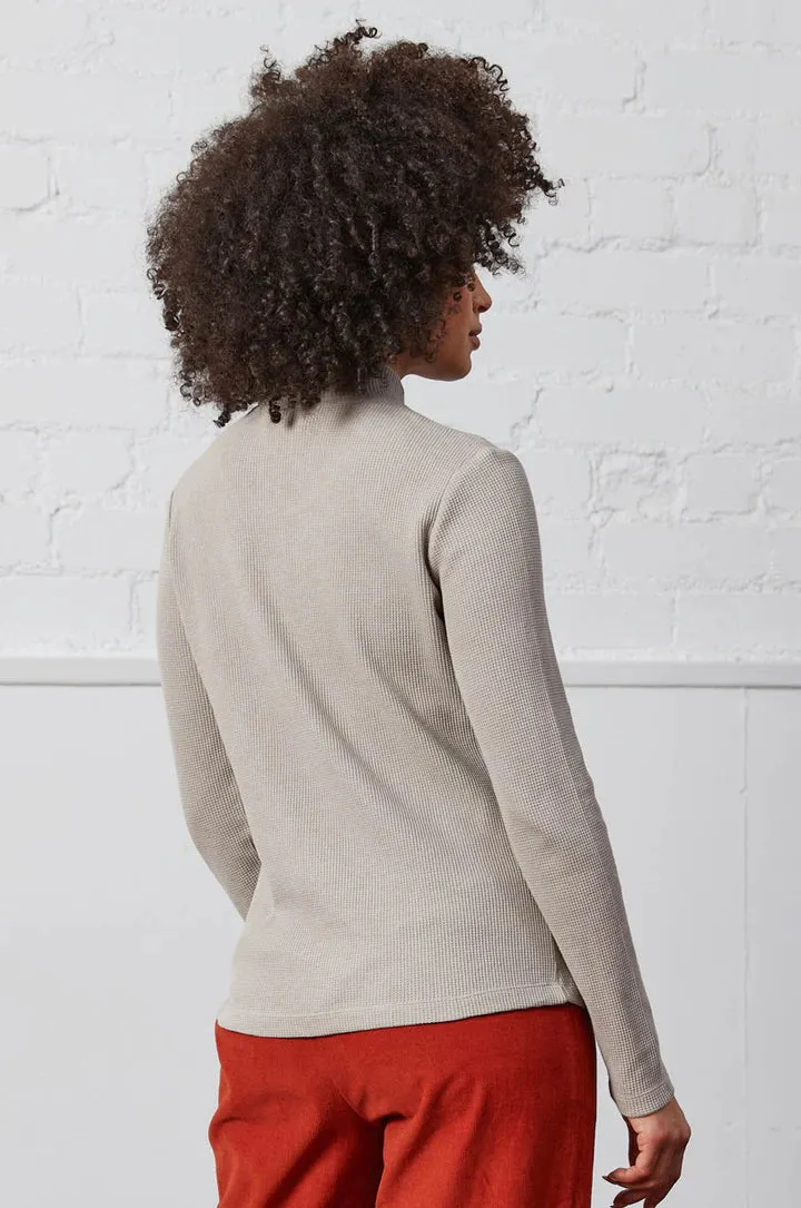 Nomads - Organic Cotton Turtle Neck Waffle Top - Dove