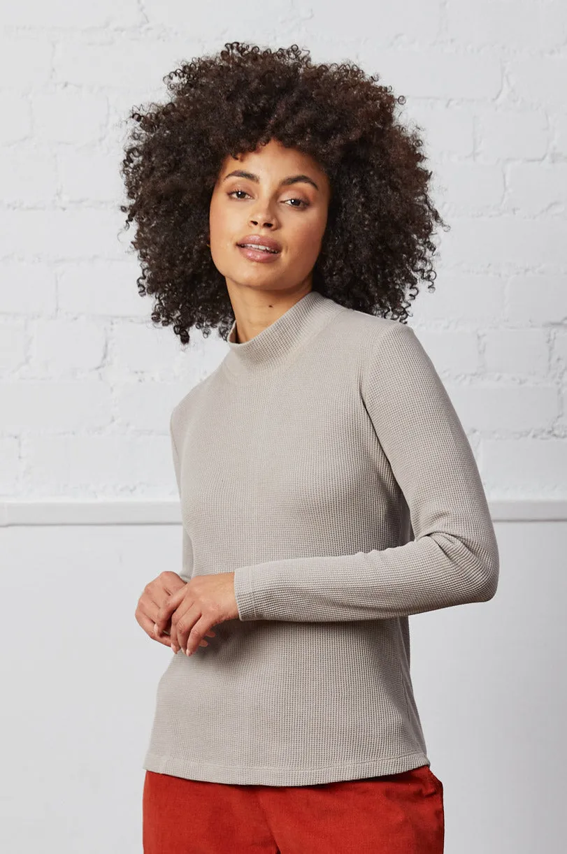 Nomads - Organic Cotton Turtle Neck Waffle Top - Dove