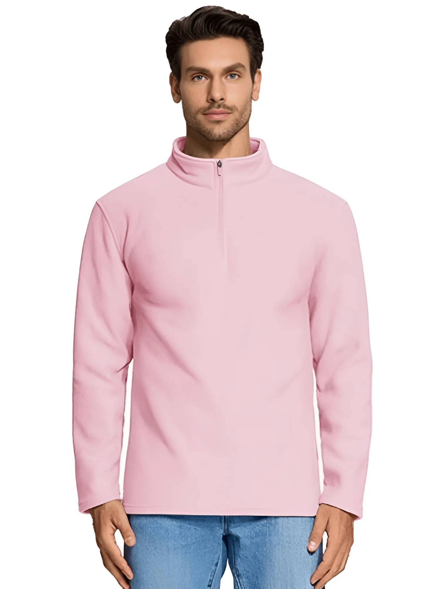 Quarter-Zip Pullover Tops Mens Fleece Sweatshirts