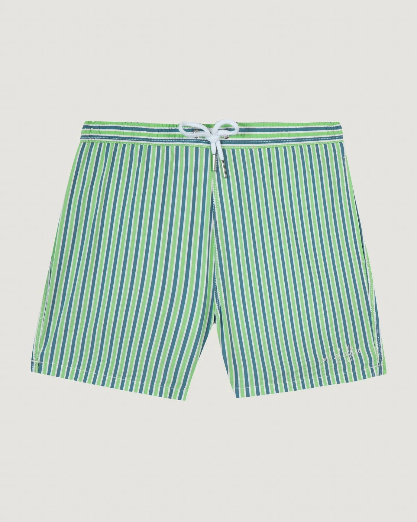 "Out Of Office" maillot seersucker swim shorts