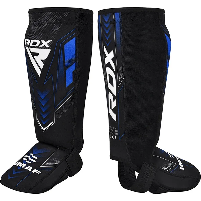 RDX IMMAF Approved Neoprene Shin Instep Guards Blue