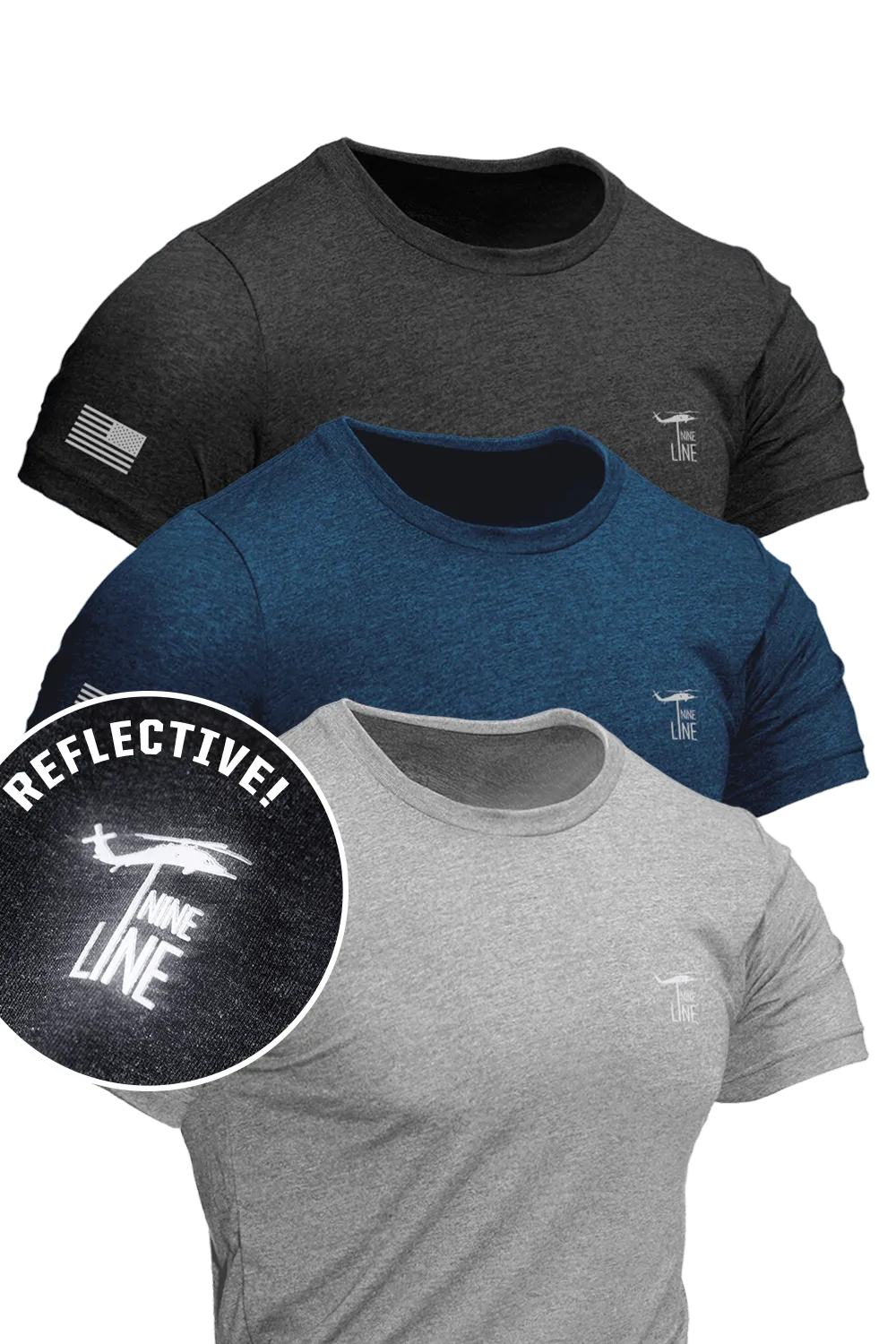 Reflective Dropline Logo - Athletic T-Shirt 3-Pack