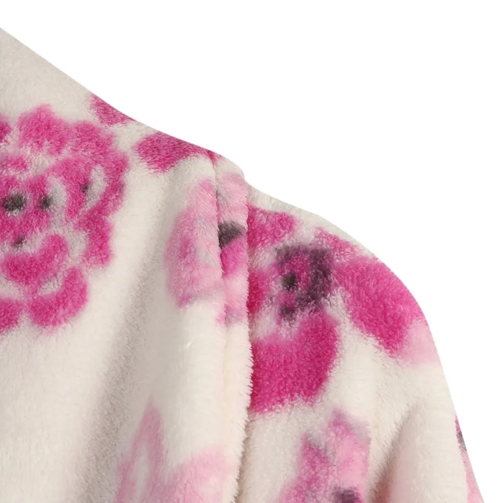 RH Luxury Women's Printed Plush Warm Shawl Collar Fleece Robe Spa Bath Loungewear RH1590