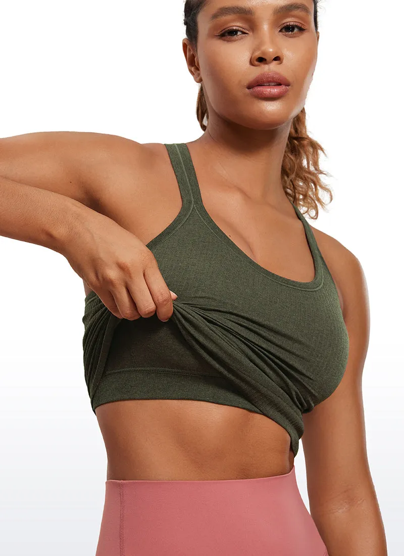 Seamless Ribbed Hip Length Tanks Racerback