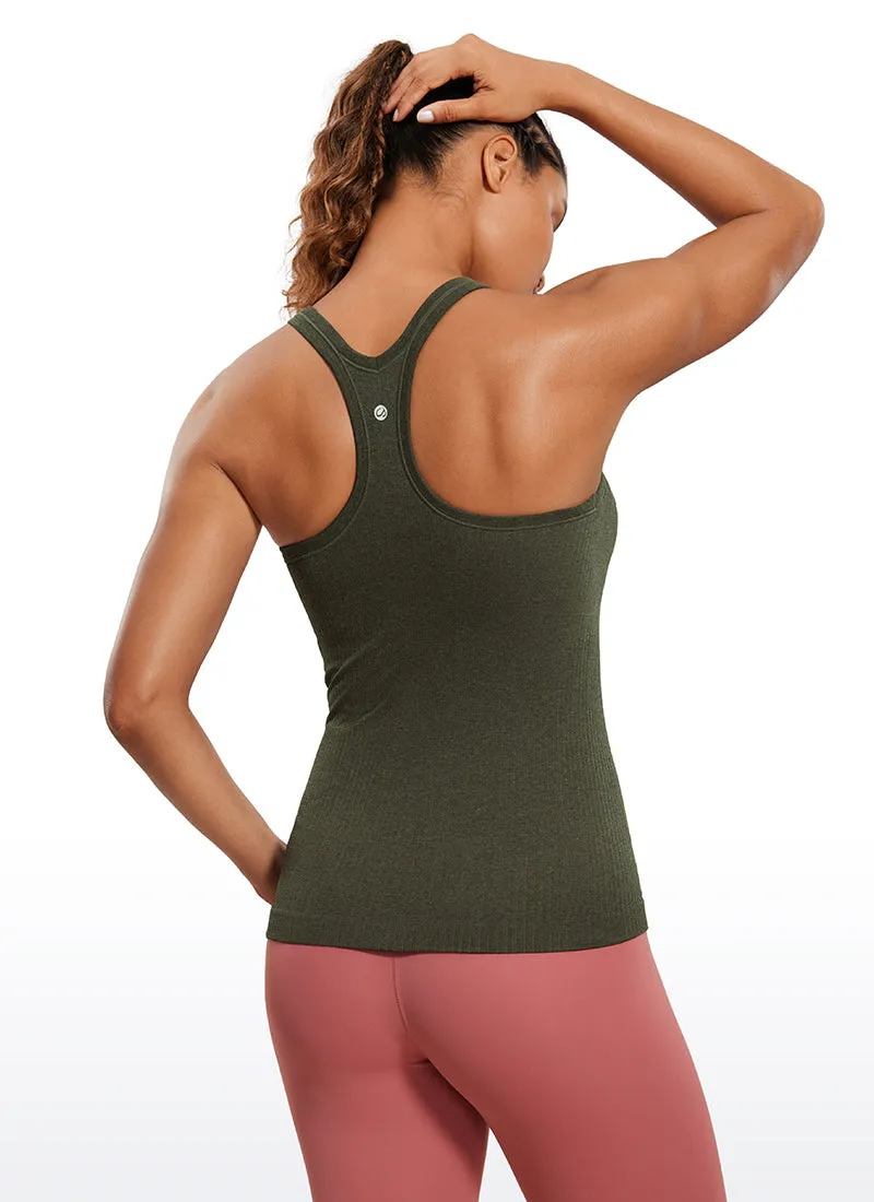 Seamless Ribbed Hip Length Tanks Racerback