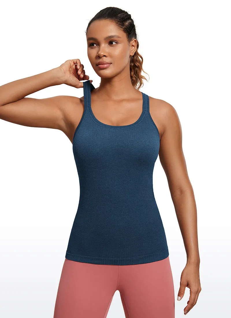 Seamless Ribbed Hip Length Tanks Racerback