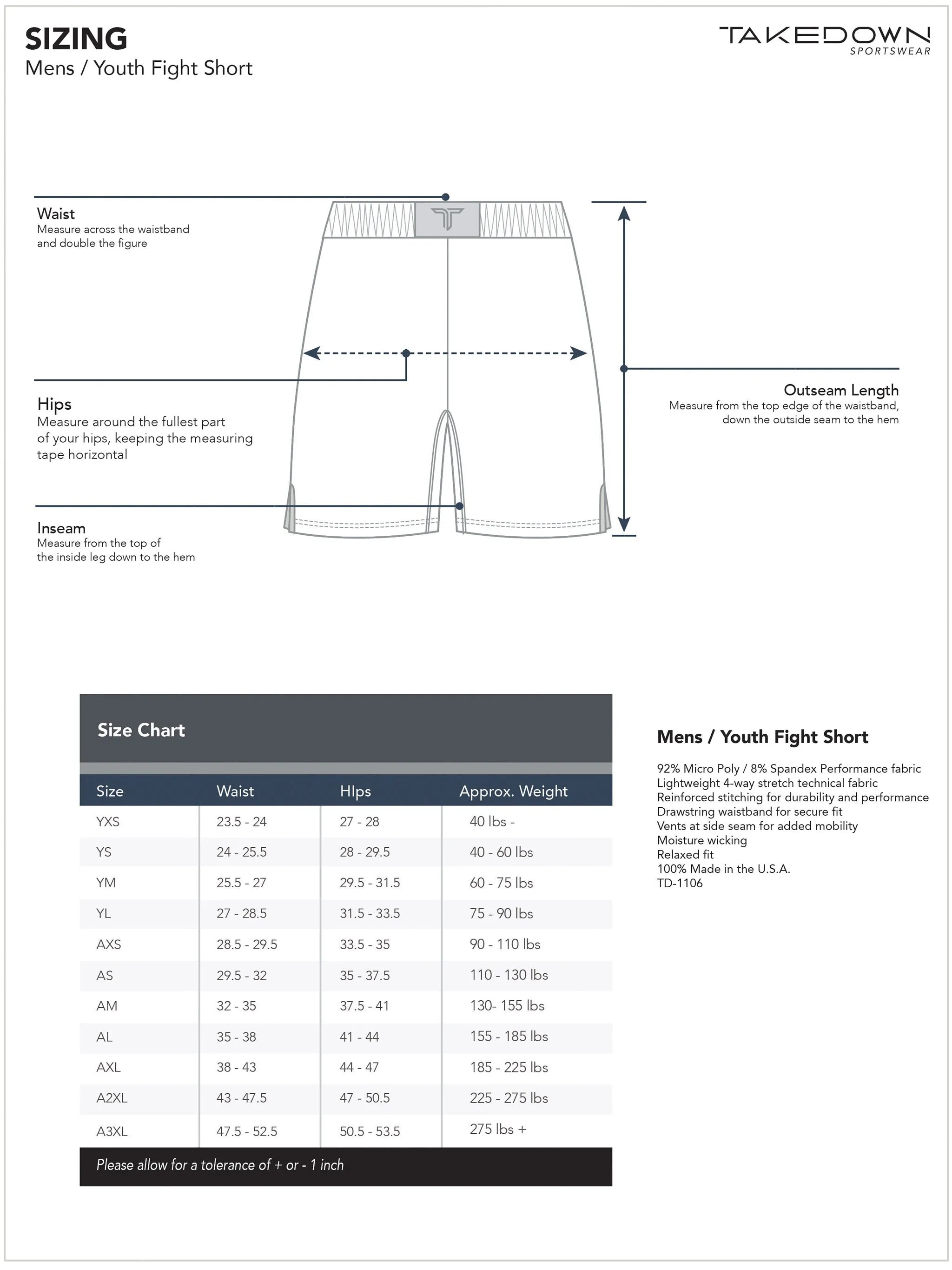 TD-FS-007 360° Custom Fight Shorts (5"&7“ Inseam)