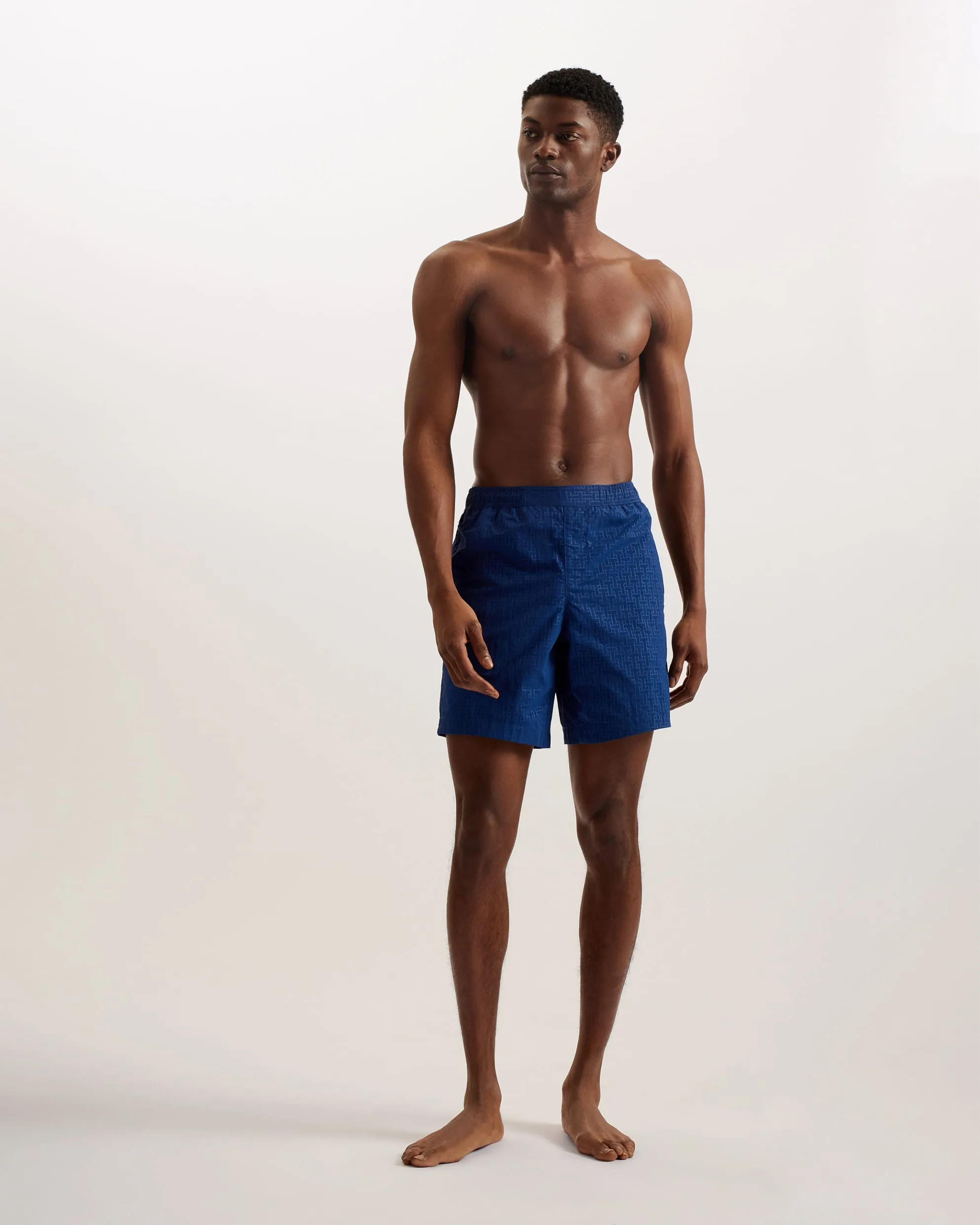 Tjacks T Print Mid Length Swim Shorts Dk-Blue