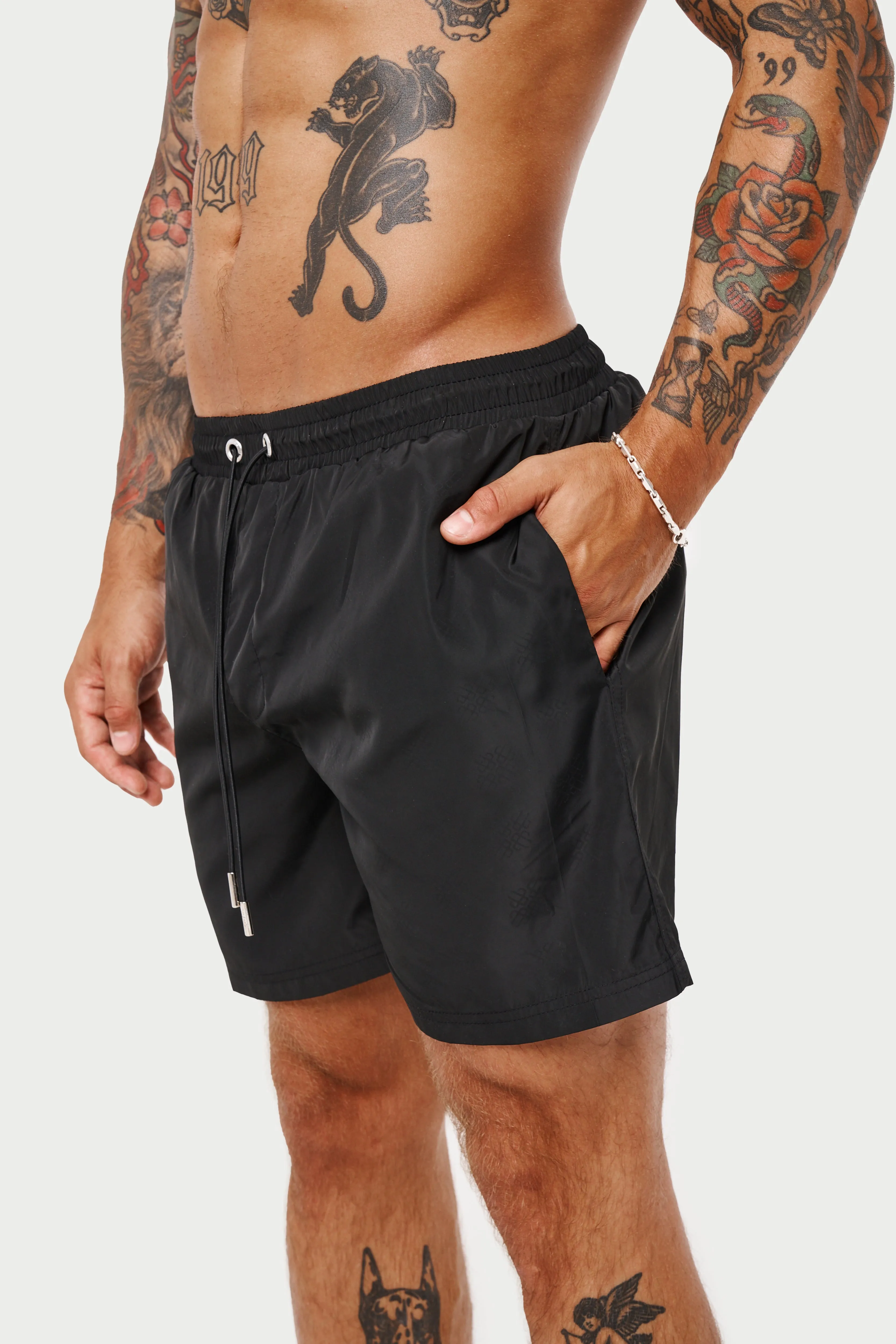 WATER REACTIVE SWIM SHORTS - BLACK